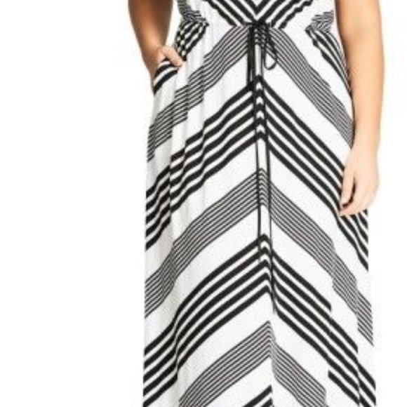 City Chic Dresses & Skirts - NEW City Chic Black and White Stripped Maxi Dress